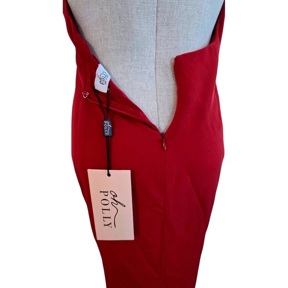 Oh Polly True Red Halter Twist Keyhole Open Back Maxi Dress 11937D Size 0 NEW - Picture 11 of 15